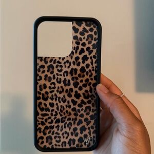 Wildflowers Leopard Pattern Phone Case with Black Edge